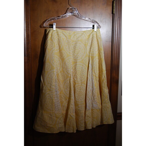 Ann Taylor Loft Yellow Floral Side Zip Skirt Size 10 Lined A-line - Picture 5 of 7